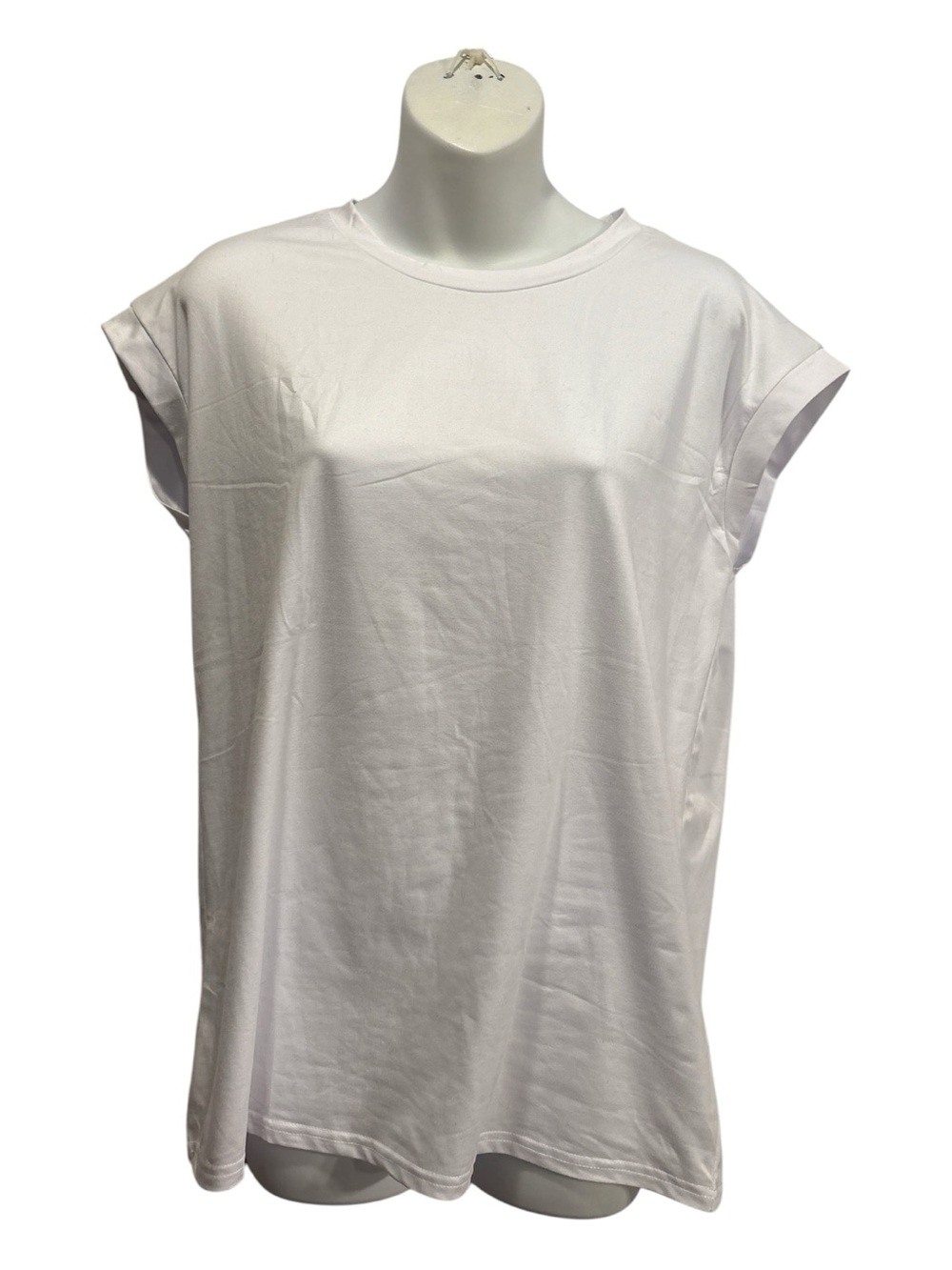 Classic  crew neck  Women’s Tank Top in white. Size medium sleeveless